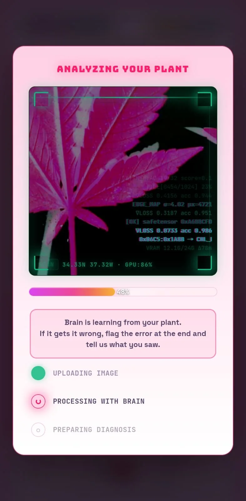 Plant Scan — Brain analiza la planta y aprende de cada scan